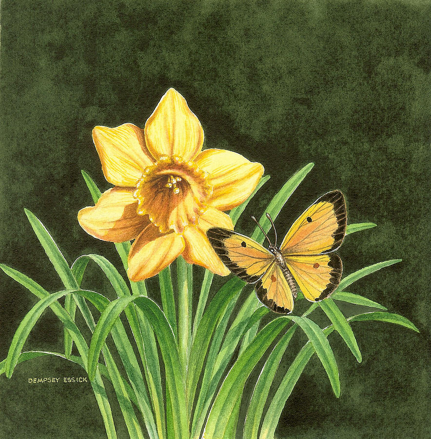 Daffodils Painting - One On One by Dempsey Essick