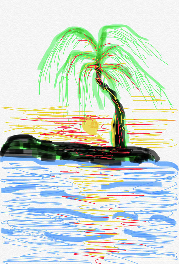 One Palm Tree Sketch Photograph