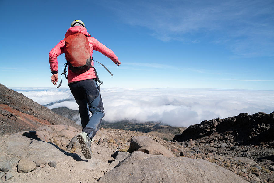 One Person Running Down From Pico De Orizaba In Mexico Photograph by ...