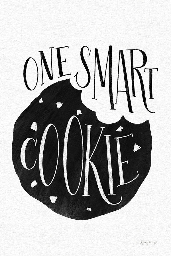 Black And White Drawing - One Smart Cookie Bw by Becky Thorns