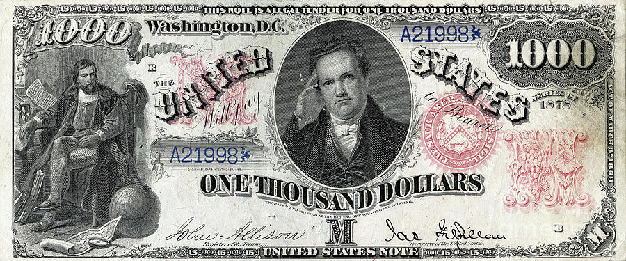 One Thousand Dollar United States Note 1878 Series 20190221 Photograph by Wingsdomain Art and Photography