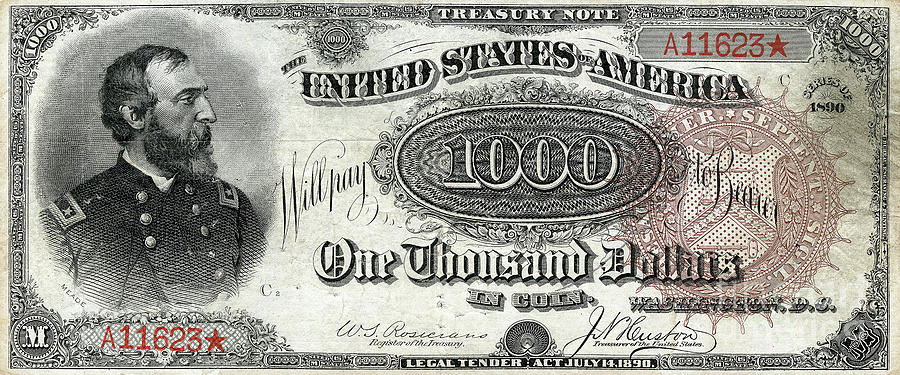 One Thousand Dollar United States Note 1890 Series 20190221 Photograph by Wingsdomain Art and Photography