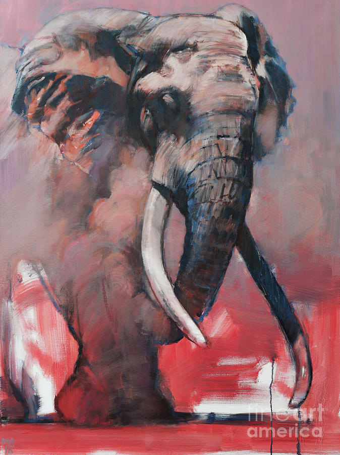 Elephant Painting - One Ton Dusting by Mark Adlington