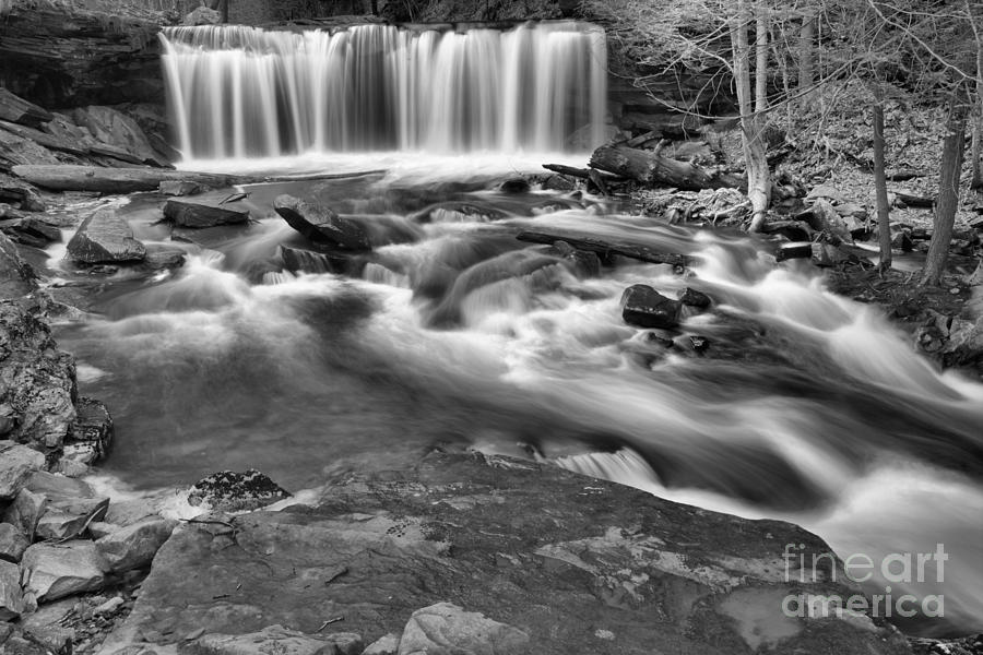 Oneida Falls Autumn View Black And White Photograph by Adam Jewell