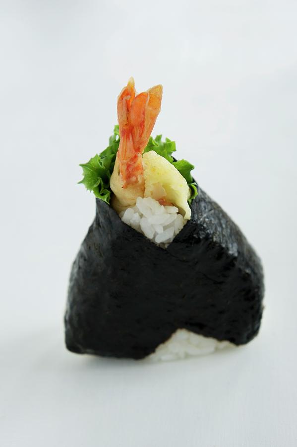 Onigiri spiced Rice Balls, Japan With A Prawn And Nori Photograph by Martina Schindler