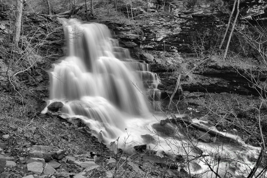 Waterfall Photograph - OnonDaga Falls Autumn View Black And White by Adam Jewell