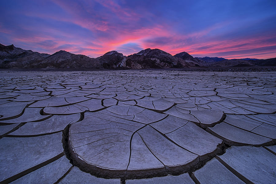 Mountain Photograph - O.o. Blue Hour At Cracked Mud Field by Lydia Jacobs