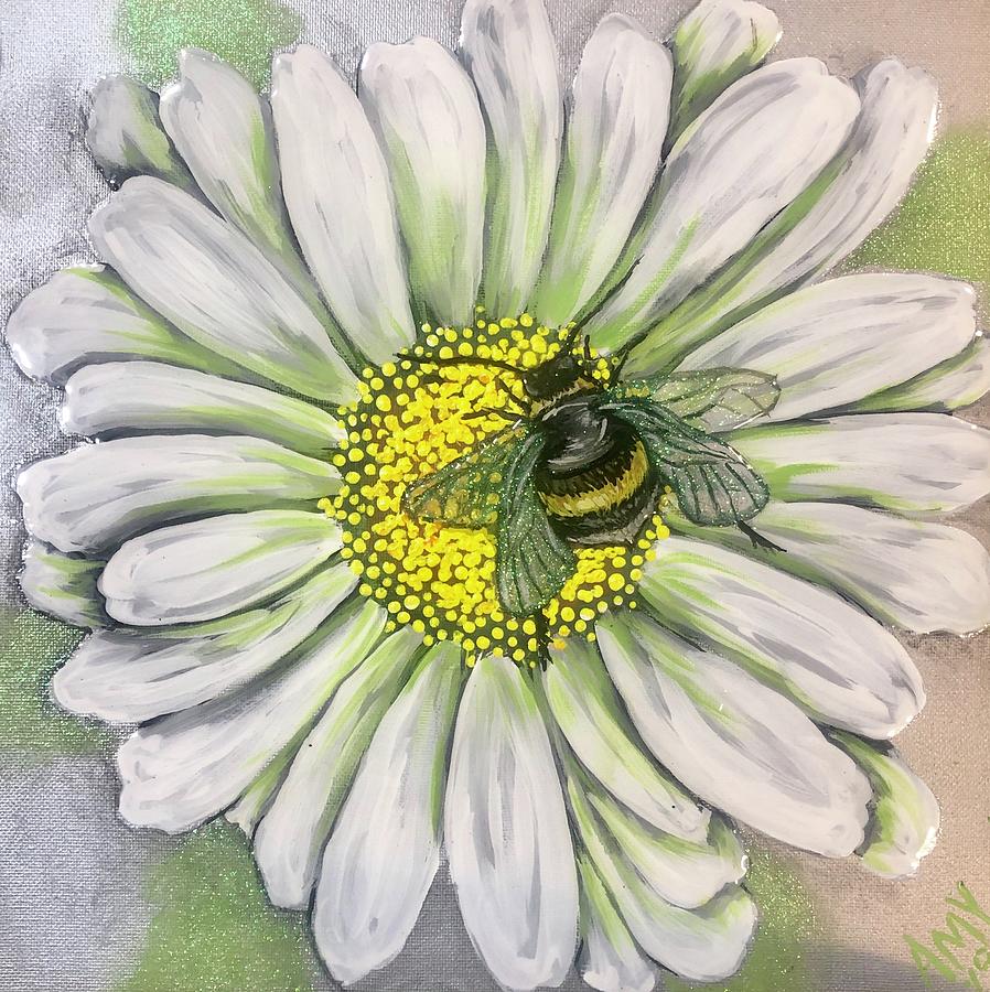 Oops Bee Daisy Painting By Amy Thompson