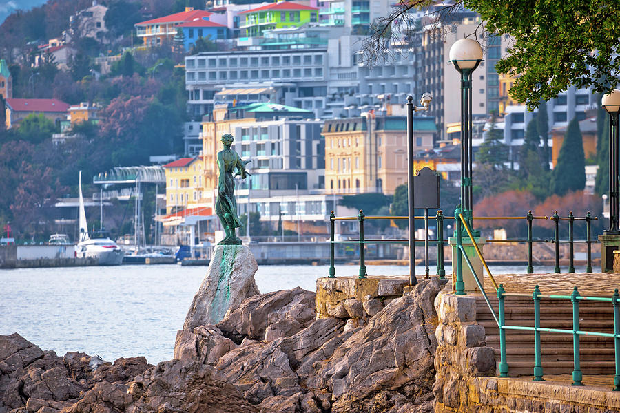 Opatija bay statue and waterfront view Photograph by Brch Photography