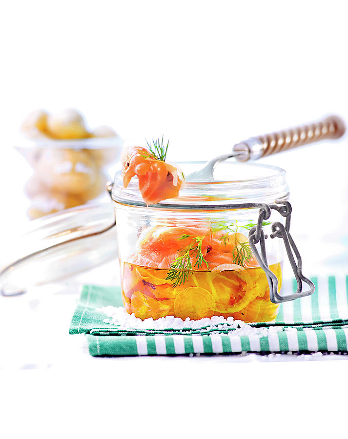 Ope, Jar Of Salmon Marinated In Olive Oil And Seasonings Photograph by Nicolas Edwige
