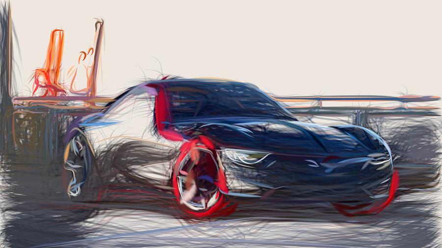 Opel GT Draw Digital Art by CarsToon Concept