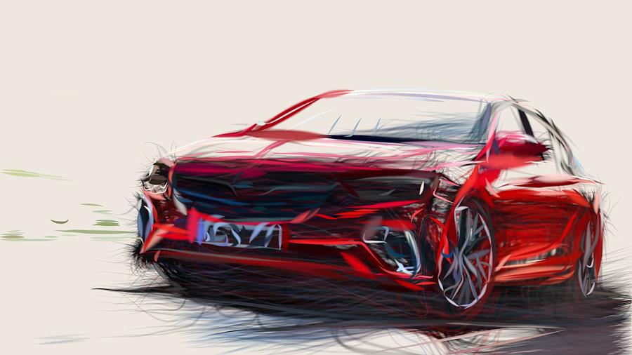 Opel Insignia GSi Drawing Digital Art by CarsToon Concept
