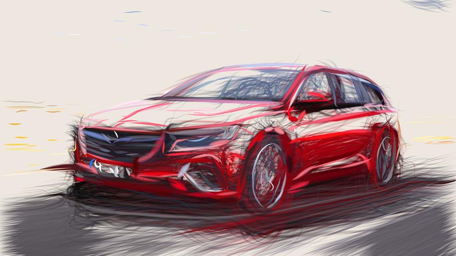 Opel Insignia GSi Sports Tourer Drawing Digital Art by CarsToon Concept