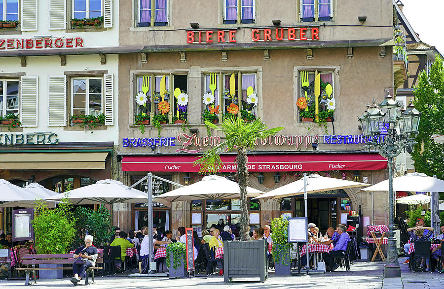 Open Air Cafe In Strasbourg France Photograph by Rick Rosenshein