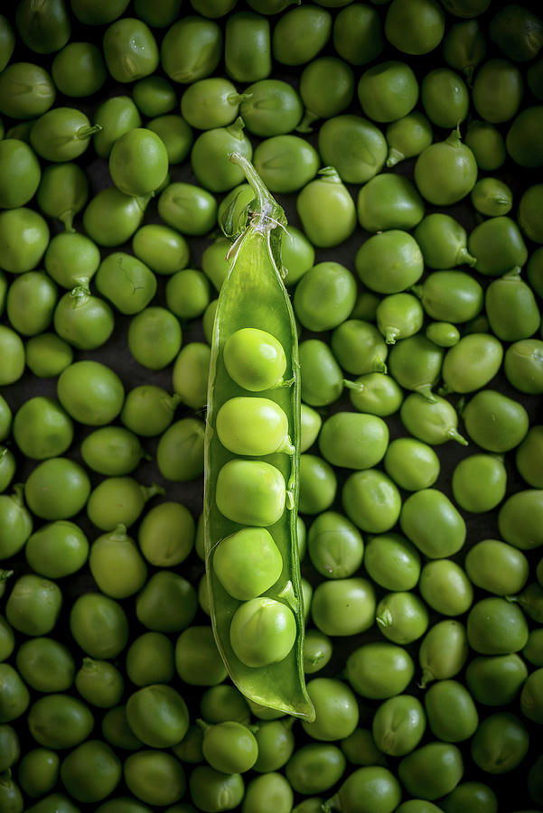 Open Green Peas Pod On Green Peas Photograph by Nitin Kapoor