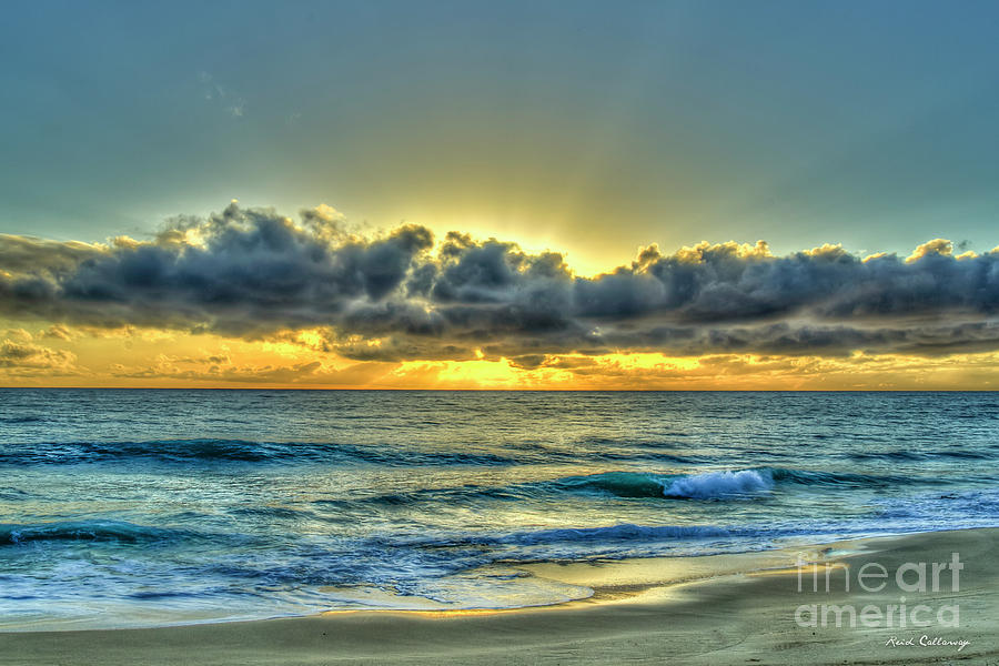 Open Ocean Oahu Sunset Hawaii Seascape Art Photograph by Reid Callaway