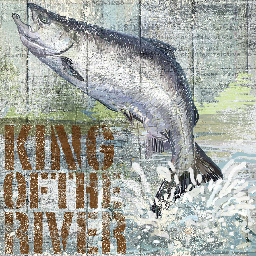 King Salmon Mixed Media - Open Season King Salmon by Art Licensing Studio