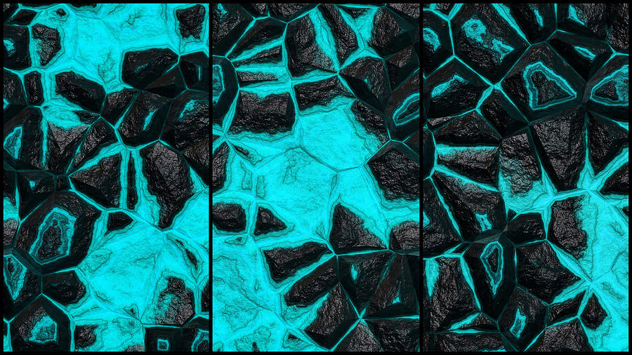 Open Wall Light Blue Abstract Triptych Digital Art by Don Northup