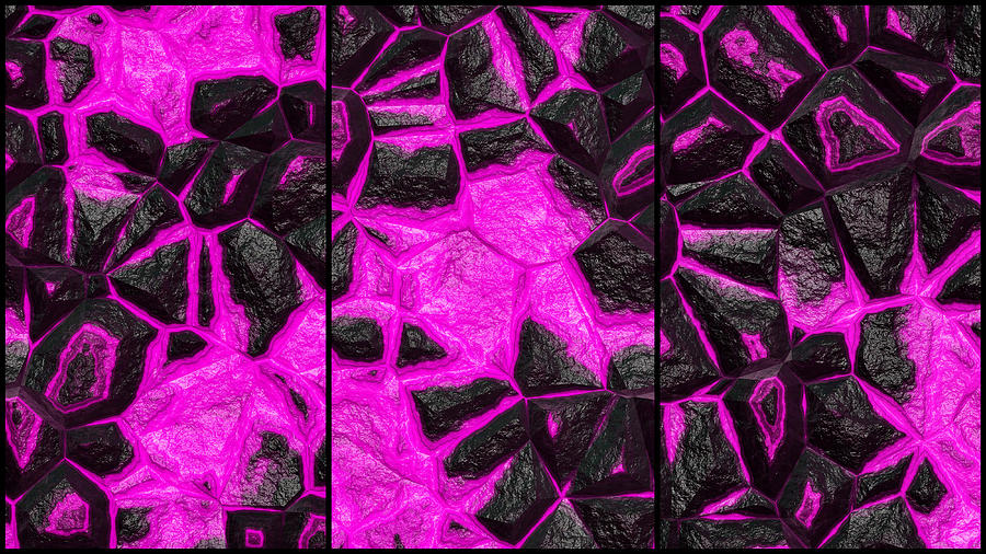 Open Wall Magenta Abstract Triptych Digital Art by Don Northup