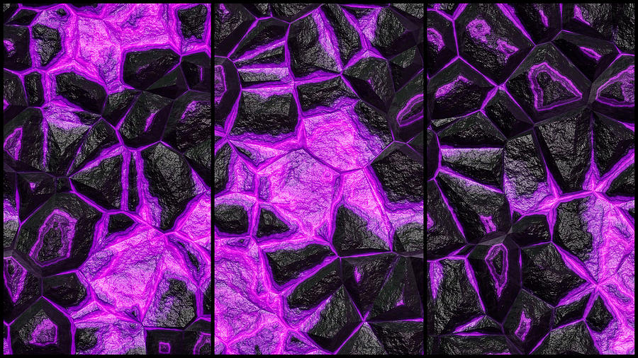 Open Wall Purple Abstract Triptych Digital Art by Don Northup