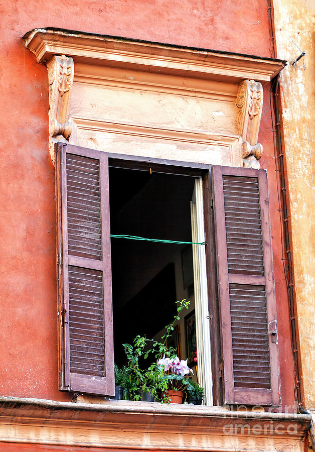 Open Window in Trastevere Rome Photograph by John Rizzuto