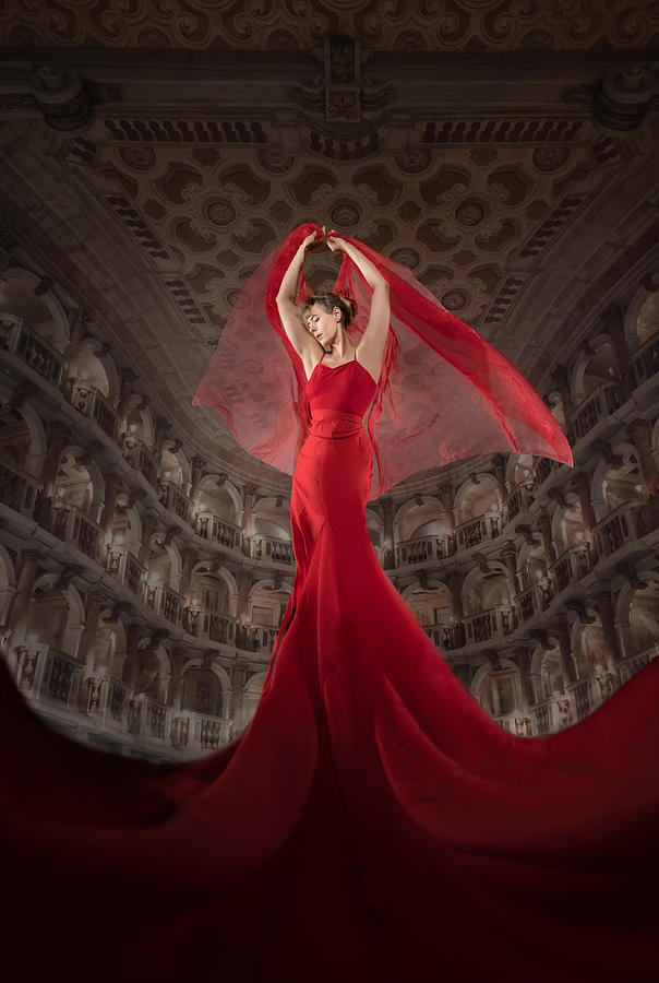 Portrait Photograph - Opera Diva In Red by Colin Dixon