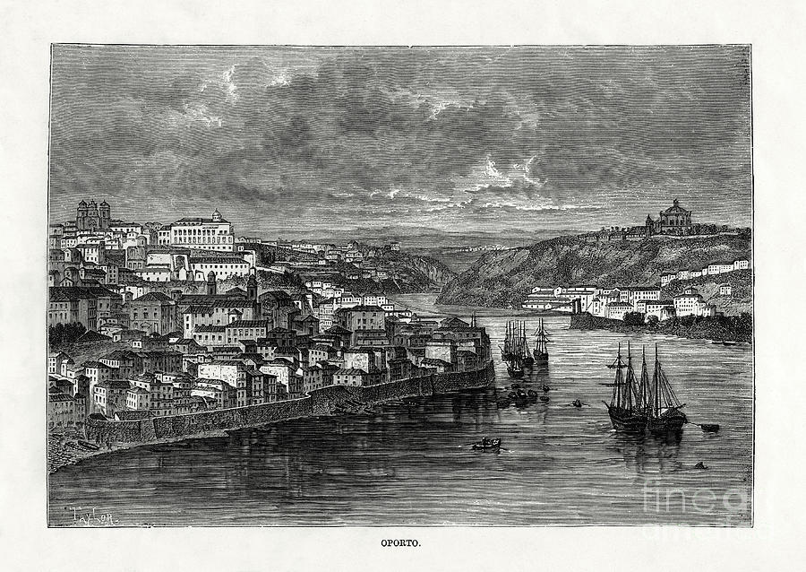 Oporto, Portugal, 19th Century. Artist Drawing by Print Collector