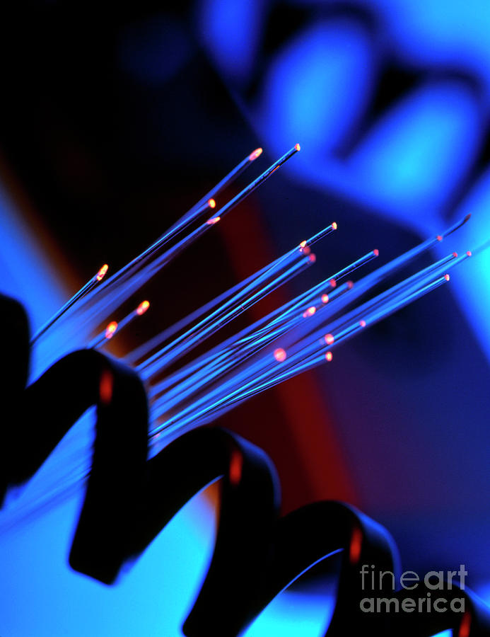 Optical Fibres And Telephone Cable And Handset Photograph by Steve Horrell/science Photo Library