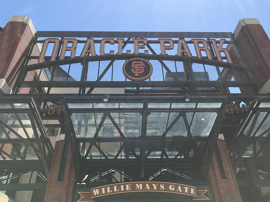 Oracle Park Sign at the Willie Mays Gate Photograph by Cindy Bale Tanner