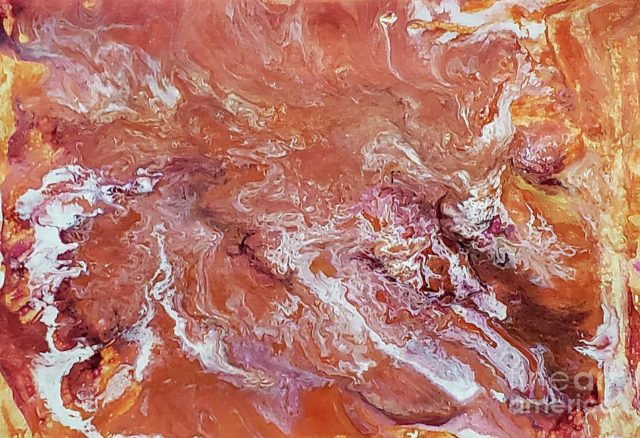 Orange Acrylic Pour Painting by Donna Walsh