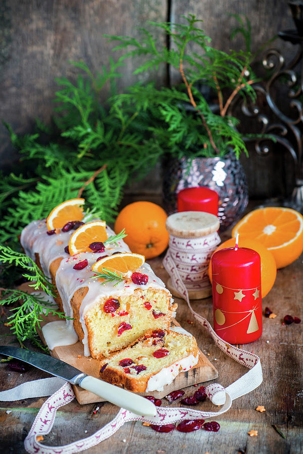 Orange And Cranberry Cake With Icing Photograph by Irina Meliukh