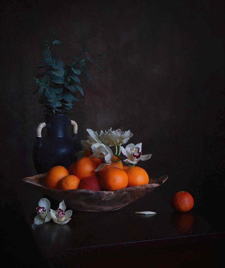 Orange And Orchid Photograph by Fangping Zhou