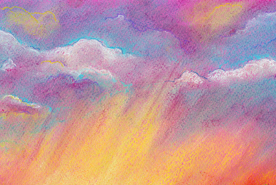 Orange and pink abstract colorful sky background Drawing by Elena