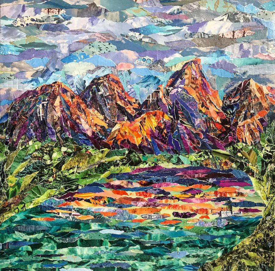 Mountain Mixed Media - Orange and Purple Tetons by Emory Cooper