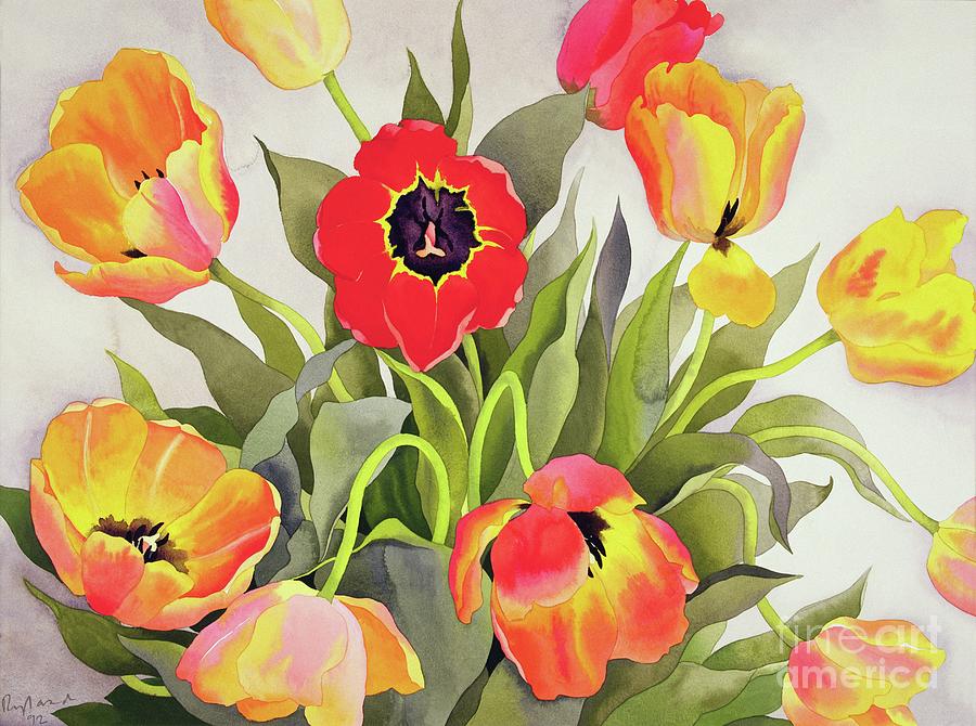 Orange And Red Tulips, 1992 Painting by Christopher Ryland - Fine Art ...