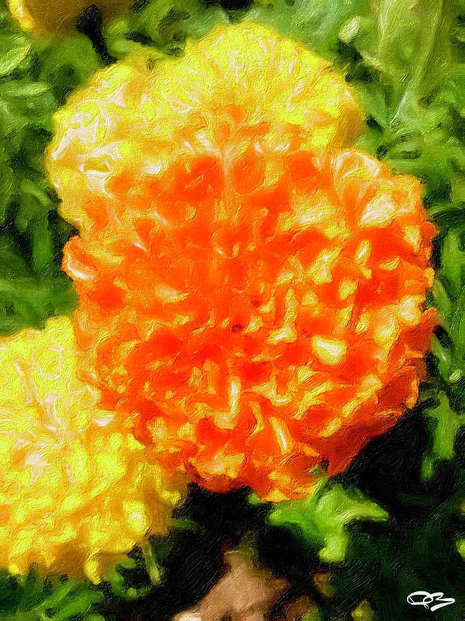 Orange And Yellow Flower Digital Art