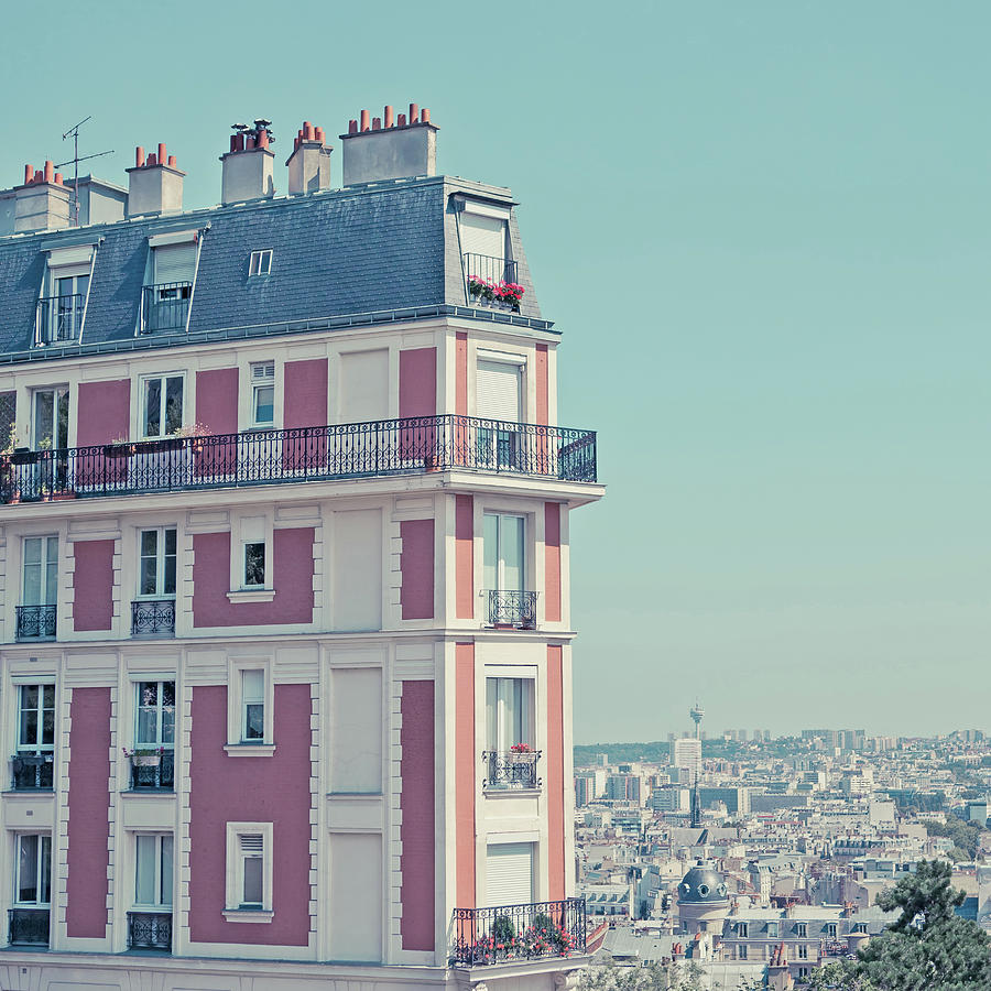 Paris Photograph - Orange Apartment Building With View by Cindy Prins