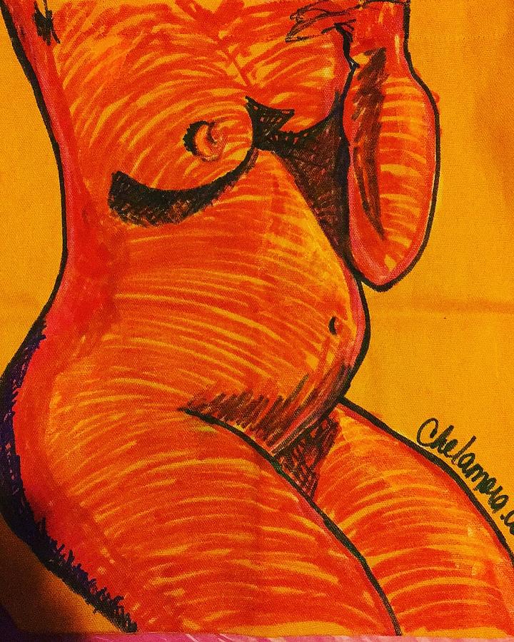 Mixed Media Drawing - Orange Belly Bump   by Che LaMora