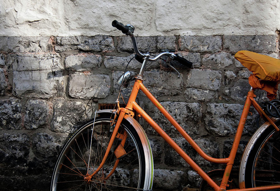 Orange Bike Photograph by If I Were Going Photography - Leonie Poot