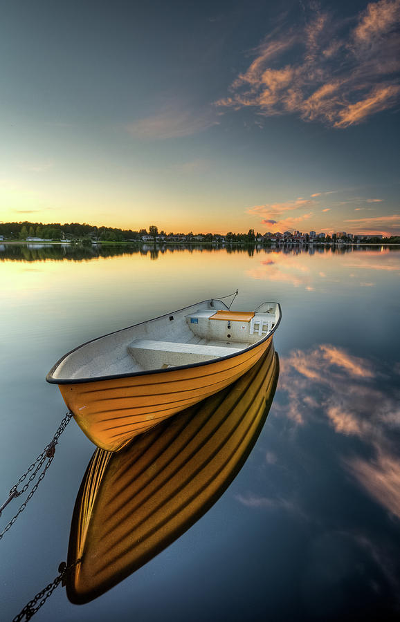 Orange Boat With Strong Reflection Photograph by David Olsson