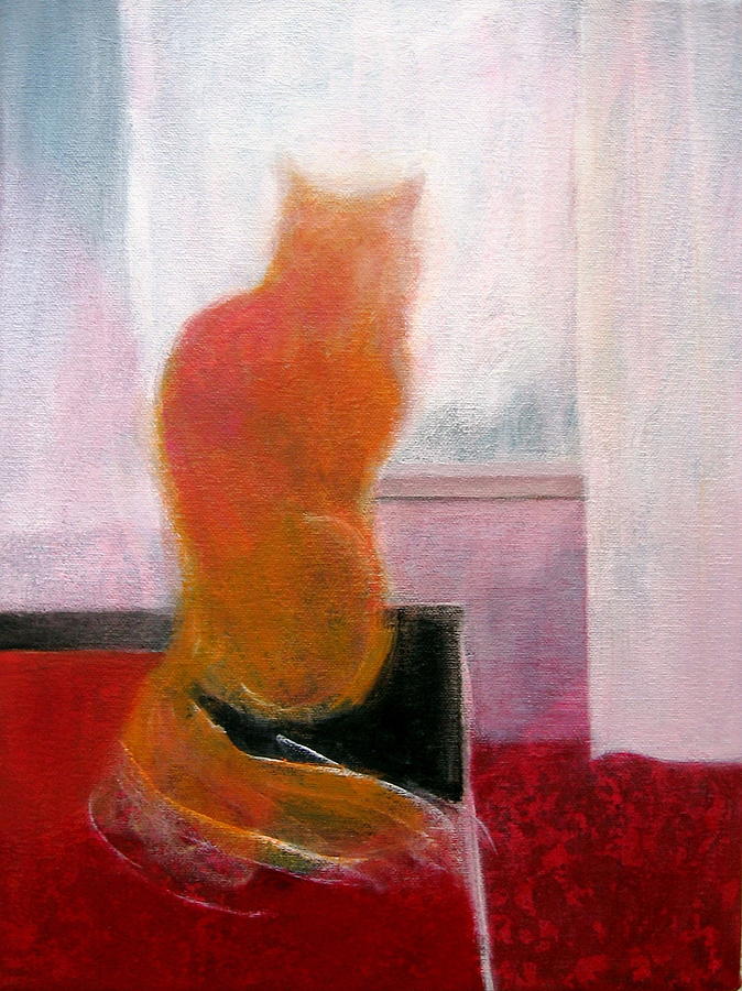 Orange Cat Painting by Kazumi Whitemoon