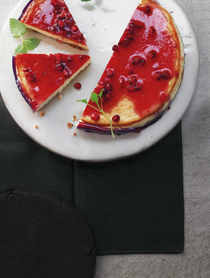 Orange Cheesecake With Chilli And Pomegranate Jelly Photograph by Jalag / Jan-peter Westermann