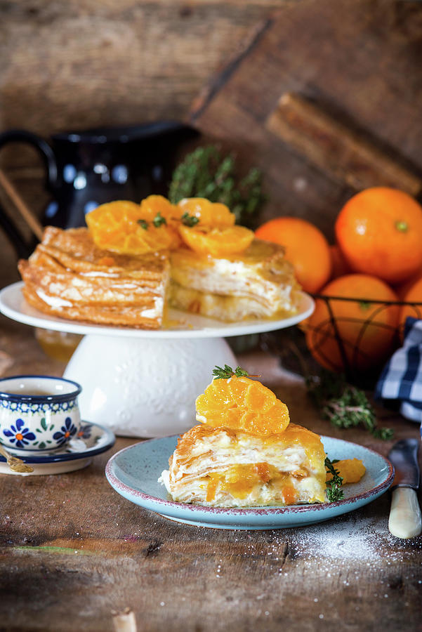 Orange Crepe Cake Photograph by Irina Meliukh