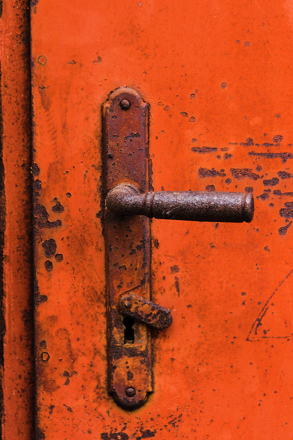 Iris Richardson Photograph - Orange Door Handle by Iris Richardson Iris Richardson Photograph - Orange Door Handle by Iris Richardson