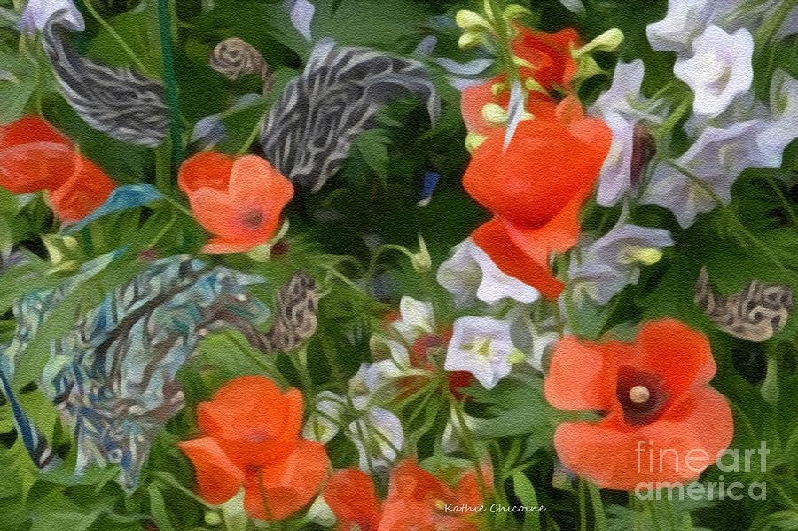 Orange Flowers Digital Art by Kathie Chicoine