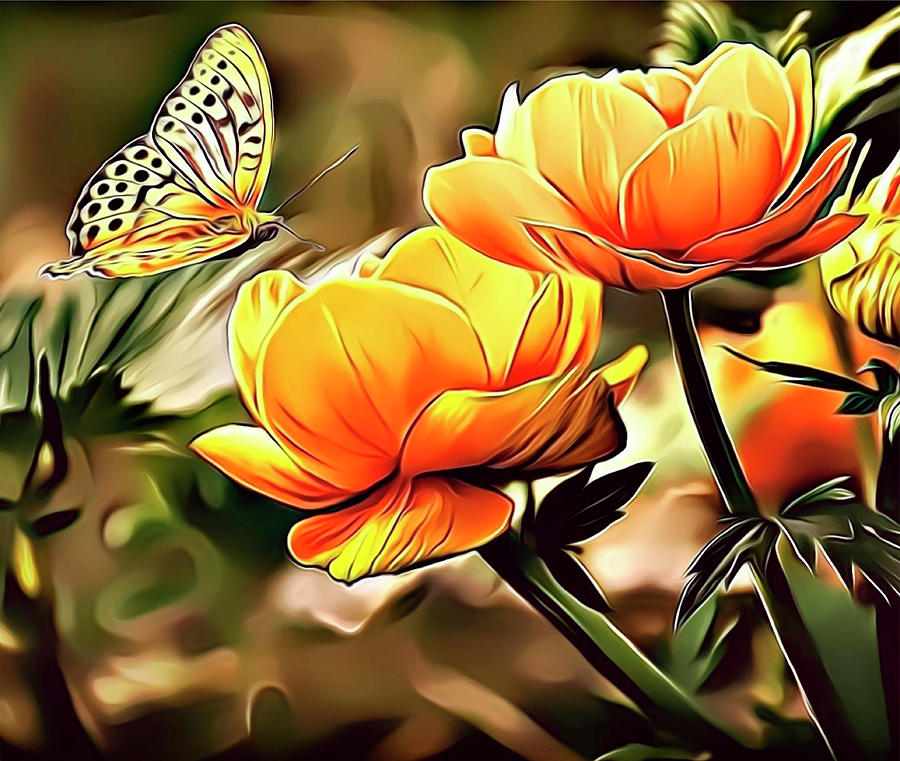 Orange Flowers Digital Art by Russ Carts | Pixels