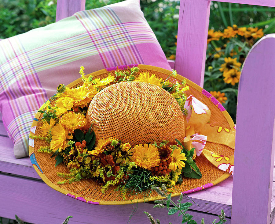 Orange Hat Decorated With A Late Summer Wreath Photograph by Friedrich Strauss