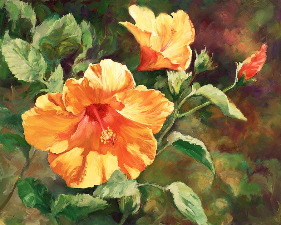 Flower Painting - Orange Hibiscus by Laurie Snow Hein