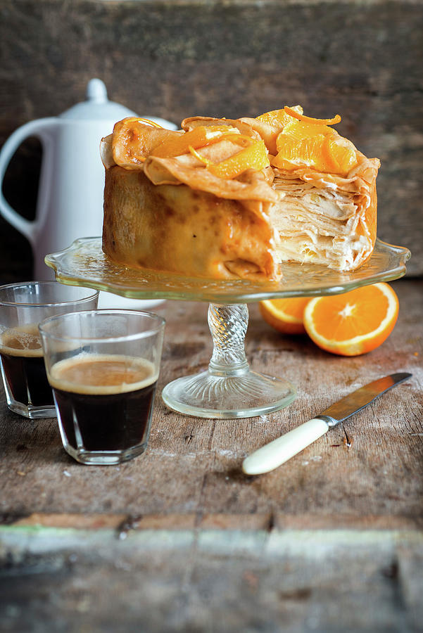 Orange Jam And Creame Crepe Cake Photograph by Irina Meliukh