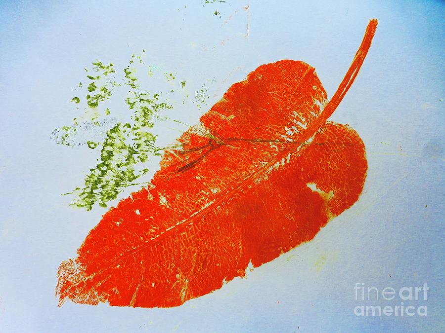 Orange Leaf Monoprint On Paper 2020 Painting by Sarah Thompson Engels